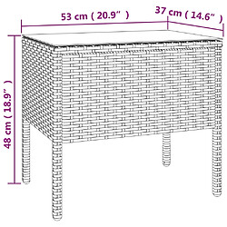 vidaXL Table d'appoint marron 53x37x48 cm poly rotin et verre trempé pas cher