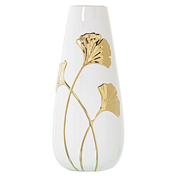 Vase Alexandra House Living Blanc Doré Céramique Fleurs 16 x 17 x 33 cm 