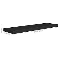 vidaXL Étagères murales flottantes 2 pcs noir 90x23,5x3,8 cm MDF pas cher