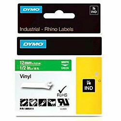 Ruban Laminé pour Etiqueteuses Rhino Dymo ID1-12 12 x 5,5 mm Blanc Vert Autocollants (5 Unités)