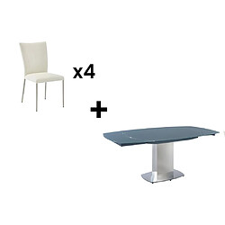 Vente-Unique Ensemble table + 4 chaises TALICIA - Gris et Blanc