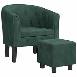 Maison Chic Fauteuil cabriolet et repose-pieds,Fauteuil luxe pour relax vert foncé velours -MN50566