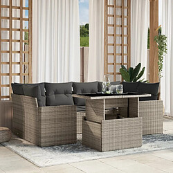 vidaXL Salon de jardin avec coussins 7 pcs gris clair résine tressée 