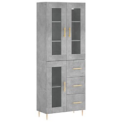 vidaXL Buffet haut Gris béton 69,5x34x180 cm Bois d'ingénierie