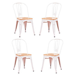 Nest Dream Pack de 4 chaises en métal avec assises en bois - Bistro