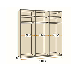 Avis Inside 75 Armoire blanche 238,4 x 60 x 240 cm structure standard 6 portes kubica