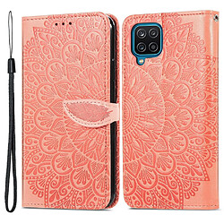 Etui en PU motif ailes de rêve, magnétique, antichoc avec support et sangle orange pour votre Samsung Galaxy A22 4G (EU Version)