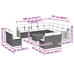 Acheter vidaXL Salon de jardin avec coussins 13 pcs gris résine tressée