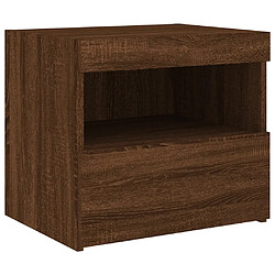 Acheter Maison Chic Table de chevet | Table de nuit avec lumières LED chêne marron 50x40x45 cm -GKD23398