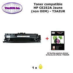 Toner générique HP CE252A , HP 504A pour HP CM3530 CP3525, CP3525dn Jaune+10f papiers photos A6 -T3AZUR 