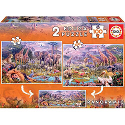 Educa Borras EDUCA - Puzzle - 2X100 ANIMAUX SAUVAGES