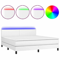 Sommier à lattes et LED,Cadre à lattes de lit avec matelas pour Adulte Blanc 180x200 cm -MN84268