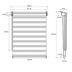 ECD Germany Store duo 65x150 cm Store double bande Store occultant et protection solaire sans perçage Klemmfix