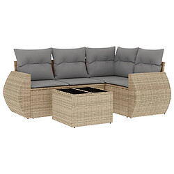 vidaXL Salon de jardin avec coussins 5 pcs beige résine tressée