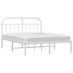 Acheter Maison Chic Lit adulte - Cadre de lit métal avec tête de lit pour chambre blanc 140x190 cm -MN20434