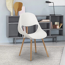 Ahd Amazing Home Design Chaises en polypropylène et en bois pour cuisine et bar au design moderne Shell, Couleur: Blanc