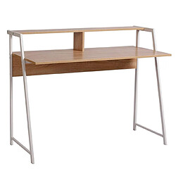 Helloshop26 Bureau adulte table de travail avec étagère 112 cm couleur chêne 19_0000540