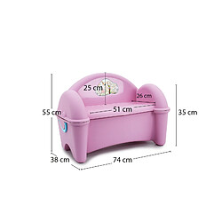 Acheter Coffre et Banc Pour Enfants 2 en 1 Outdoor Toys 74x38x55 cm avec Compartiment de Rangement et Poignées Latérales, Couleur Rose