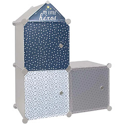 The Home Deco Kids Rangement enfant 3 cubes modulables My little héros My Little héros – Bleu & gris. Rangement enfant 3 cubes modulables My little héros My Little héros – Bleu & gris