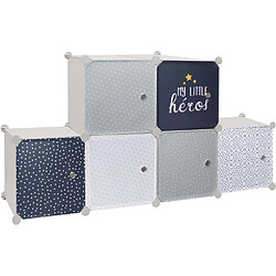 Avis The Home Deco Kids Rangement enfant 6 cubes modulables my little héros – bleu & gris.