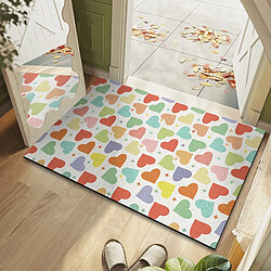 LUUCOZK Tapis de porte d'entrée antidérapant pour entrée intérieure – Coeur arc-en-ciel-80x120cm 