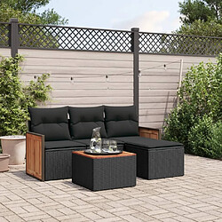 Maison Chic Ensemble de 5 Tables et chaises d'extérieur avec coussins,Salon de jardin noir résine tressée -GKD544307