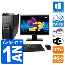 PC Tour Lenovo M91p Ecran 19" Intel G630 RAM 4Go Disque 1To Windows 10 Wifi - Occasion