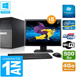 PC Tour DELL 9020 Core I5-4570 Ram 4Go Disque 500 Go Wifi W7 Ecran 27" - Occasion