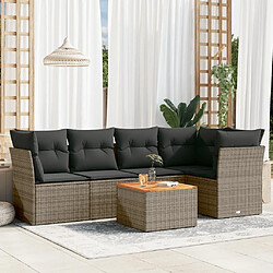 vidaXL Salon de jardin 6 pcs avec coussins gris résine tressée 