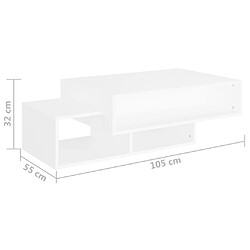 vidaXL Table basse Blanc 105x55x32 cm Bois d’ingénierie pas cher