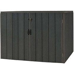 Avis Decoshop26 Abri de poubelles extérieur conteneurs à ordures jusqu'à 4 bacs 117x142x102 cm aspect bois métal extensible gris 04_0005606