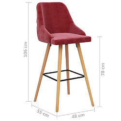 vidaXL Tabourets de bar lot de 2 rouge bordeaux velours pas cher