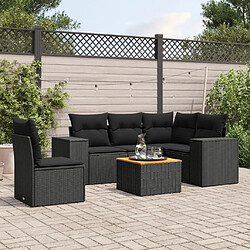 Maison Chic Salon de jardin 6 pcs avec coussins | Ensemble de Table et chaises | Mobilier d'Extérieur noir résine tressée -GKD34016