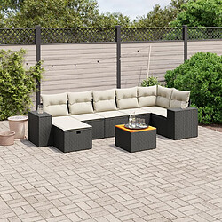 Maison Chic Ensemble Tables et chaises d'extérieur 8 pcs avec coussins,Salon de jardin noir résine tressée -GKD524968