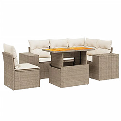 vidaXL Salon de jardin avec coussins 6 pcs beige résine tressée