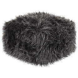 Beliani Pouf en fausse fourrure 50 x 30 cm noir MUKKI