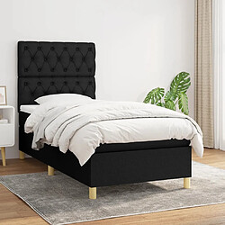 Maison Chic Lit Adulte - Lit simple Lit à sommier tapissier et matelas moelleux - Meuble de Chambre - Noir 80x200 cm Tissu -MN58445