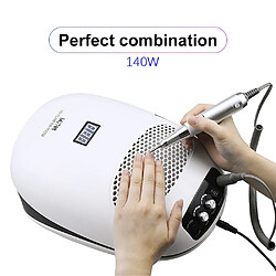 Universal 140W 3 en 1 Foret à ongles Manucure Aspirateur à poussière d'ongles Lampe UV Extracteur Ventilateur pour manucure Outil de manucure Collecteur de poussière | Fil Manucure(blanche)