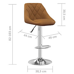 vidaXL Tabourets de bar lot de 2 marron velours pas cher