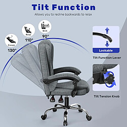 Chaise de bureau Rattantree - Chaise de bureau ergonomique avec appui-tête - Chaise de jeu avec fonction d'inclinaison - Chaise d'ordinateur - Gris foncé