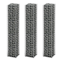 vidaXL Jeu de panier de gabion 3 pcs Fil galvanisé 25x25x150 cm