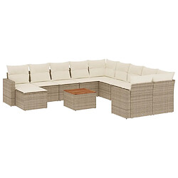 Maison Chic Salon de jardin avec coussins 12 pcs, Ensemble Tables et chaises de jardin, beige résine tressée -GKD542763