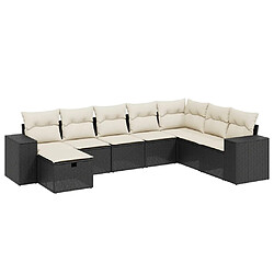 vidaXL Salon de jardin 8 pcs avec coussins noir résine tressée