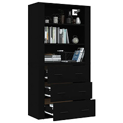 Maison Chic Buffet,Meuble de Rangement,commode pour salon,Cuisine Noir Bois d'ingénierie -MN96535 pas cher