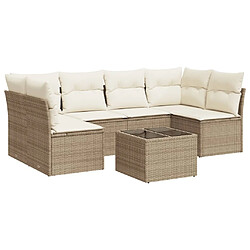 vidaXL Salon de jardin avec coussins 7 pcs beige résine tressée