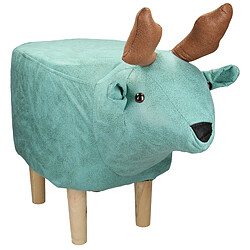 Tabouret élan pouf animal repose-pied coussin ottoman siège enfants WOMO-DESIGN® WOMO-DESIGN Tabouret Animal Enfants Élan 69x31x48 cm Simili-cuir Turquoise Pieds Bois Massif Siège Coussin Repose-Pieds Pouf Décoratif Banquette Ottoman Rembourré Chaise Motif Animaux