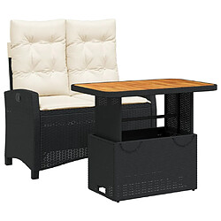 Maison Chic Ensemble à manger d'extérieur 2 pcs avec coussins,Salon de jardin,Mobilier de jardin noir résine tressée -GKD274219