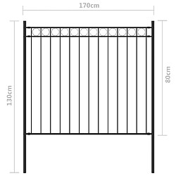 Avis vidaXL Clôture de jardin Acier 1,7x0,8 m Noir