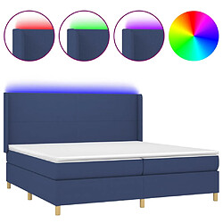 vidaXL Sommier à lattes de lit matelas et LED Bleu 200x200 cm Tissu