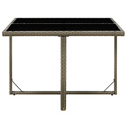 Avis Maison Chic Table de jardin | Table d'extérieur Gris 109x107x74 cm Résine tressée et verre -GKD83037